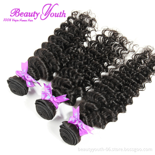 Indian Wholesale  Deep Wave Virgin Human hair wave blundls  cuticle aligned hair human hair bulk indian